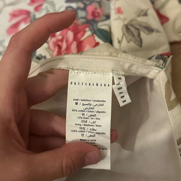 2 Pottery Barn Ophelia Printed Pillow Covers Floral Multi 22” Cotton Linen Set - Picture 4 of 4